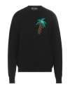 Palm Angels Black Wool Blend Sweater In Black