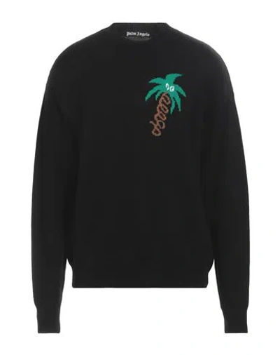 PALM ANGELS PALM ANGELS MAN SWEATER BLACK SIZE L WOOL, VISCOSE, POLYAMIDE, CASHMERE, POLYESTER