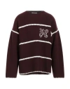 Palm Angels Embroidered-monogram Striped Jumper In Red