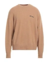 Palm Angels Man Sweater Camel Size M Merino Wool, Polyamide, Cashmere, Elastane In Brown