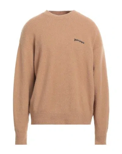 Palm Angels Man Sweater Camel Size M Merino Wool, Polyamide, Cashmere, Elastane In Brown