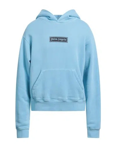 Palm Angels Man Sweatshirt Azure Size L Cotton, Elastane In Blue