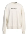 Palm Angels "classic Logo" Merino Wool And Cashmere Sweater In Beige