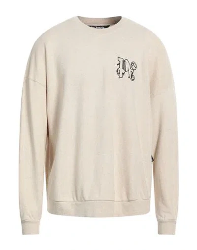PALM ANGELS PALM ANGELS MAN SWEATSHIRT BEIGE SIZE L COTTON, LINEN, ELASTANE, POLYESTER