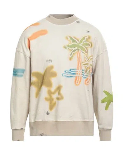 Palm Angels Man Sweatshirt Beige Size L Cotton, Polyester