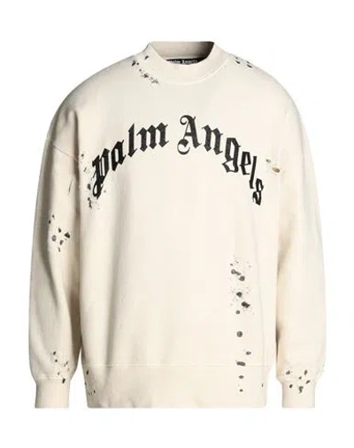Palm Angels Man Sweatshirt Beige Size Xs Cotton