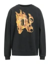 Palm Angels Sweatshirt With Front Monogram Burining In Black