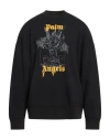 Palm Angels Relaxed-fit Black Sweatshirt With Graphic Angel Print In Black