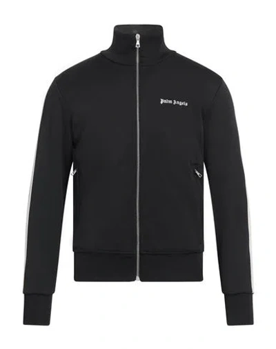 Palm Angels Men 'classic Logo' Black Sweatshirt With Logo Printed On The Front In Tech Fabric Man