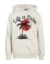 Palm Angels Man Sweatshirt Cream Size Xl Cotton In White