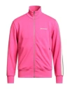 Palm Angels Man Sweatshirt Fuchsia Size L Polyester In Pink