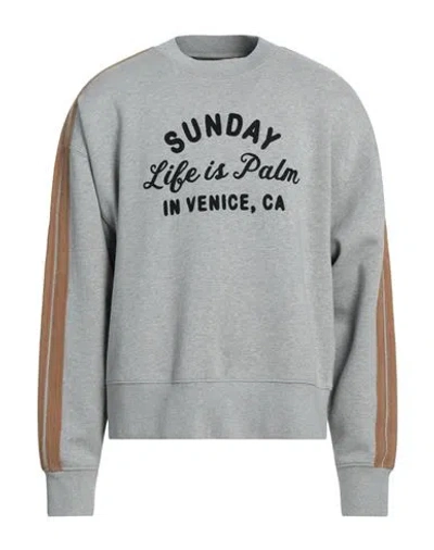 Palm Angels Man Sweatshirt Grey Size L Cotton, Elastane