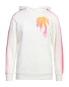 Palm Angels Sprayed Palm Hoodie Sweatshirt With Multicolored Print In White