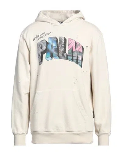 Palm Angels Man Sweatshirt Ivory Size L Cotton, Polyester In White
