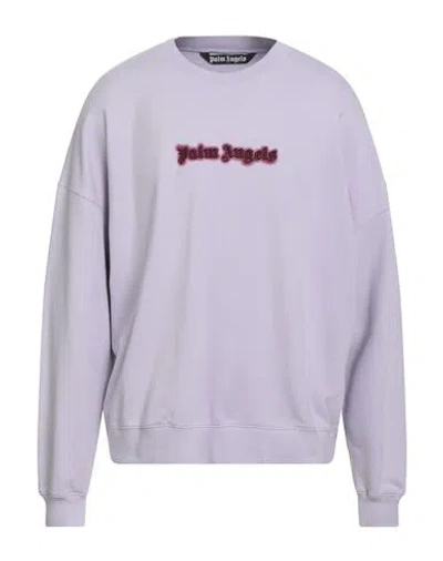PALM ANGELS PALM ANGELS MAN SWEATSHIRT LILAC SIZE L COTTON, ELASTANE, POLYESTER