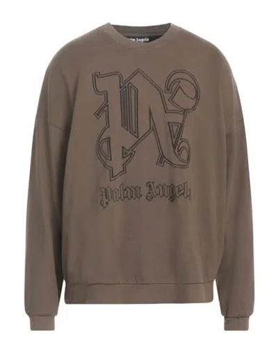 PALM ANGELS PALM ANGELS MAN SWEATSHIRT MILITARY GREEN SIZE L COTTON, LINEN, ELASTANE, POLYESTER