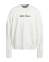 Palm Angels Relaxed Fit Knit Sweater With Bold Lettering In Off White