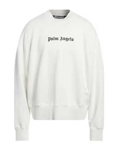 Palm Angels Back Curved Logo Loose Crew In Neutral