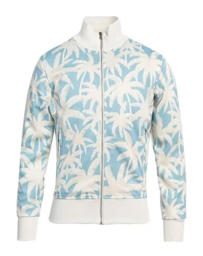 Palm Angels Man Sweatshirt Sky Blue Size L Polyester, Elastane