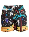 Palm Angels Starry Night Printed Tech Swim Shorts In Black