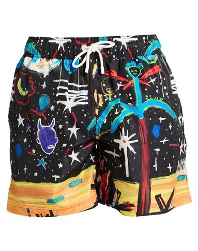 PALM ANGELS PALM ANGELS MAN SWIM TRUNKS BLACK SIZE M POLYESTER