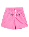 Palm Angels Man Swim Trunks Fuchsia Size M Polyester In Pink