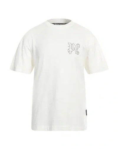 Palm Angels Man T-shirt Cream Size L Cotton In White