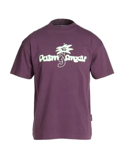 Palm Angels Man T-shirt Deep Purple Size S Cotton
