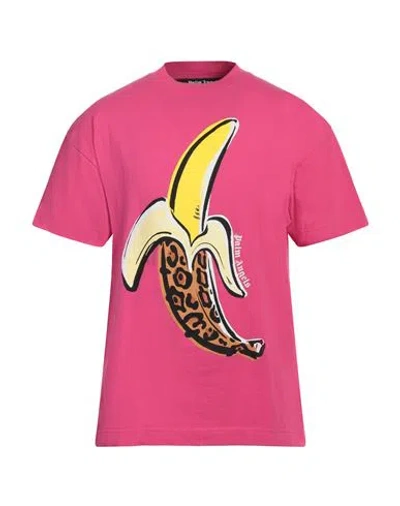 Palm Angels Man T-shirt Fuchsia Size M Cotton In Pink