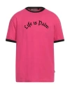 Palm Angels Man T-shirt Fuchsia Size S Cotton, Polyester, Viscose In Pink