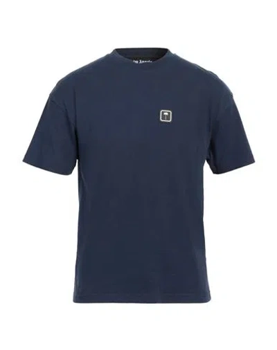 Palm Angels Man T-shirt Midnight Blue Size Xs Cotton, Polyester, Pvc - Polyvinyl Chloride In Blue
