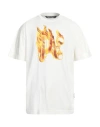 Palm Angels Burning Monogram Metallic Logo-print Cotton-jersey T-shirt In White