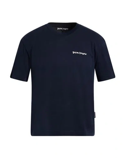 Palm Angels Man T-shirt White Size M Cotton In Blue