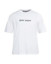 Palm Angels White Short-sleeved T-shirt With Monogram Pa Embroidery In White