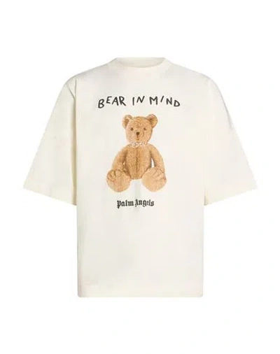 Palm Angels Man T-shirt Ivory Size L Cotton In White