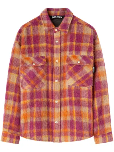 Palm Angels Maroon Regular Plaid Shirt In Purple
