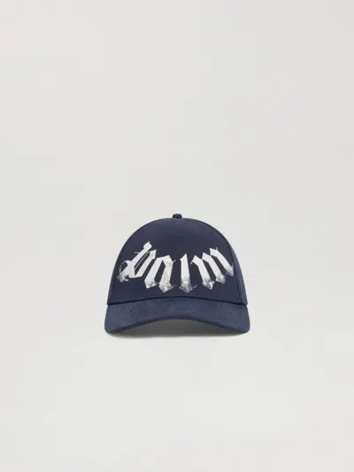 Palm Angels Maxi Logo Cap In Navy Blue - Off White