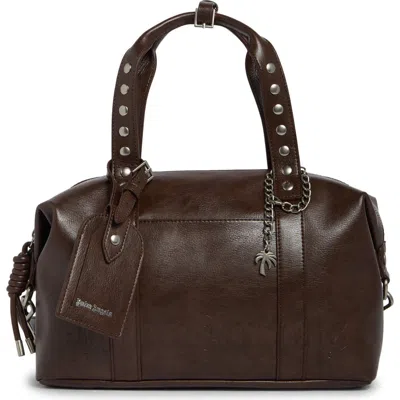 Palm Angels Medium Boston Leather Satchel In Brown