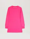 Palm Angels Curved Logo Long Sleeves T-shirt In 323c Fuchsia - Soft Pink