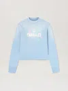 Palm Angels Paradise Fitted Crewneck Sweatshirt In 4103 Baby Blue - Off White