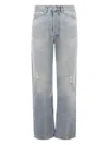 Palm Angels Loose-fit Jeans In Blue Denim With Pa Monogram In Denim