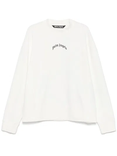 Palm Angels Men `back Curved Logo` Crew-neck Sweatshirt