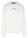 Palm Angels Relaxed Fit Knit Sweater With Bold Lettering In White,black