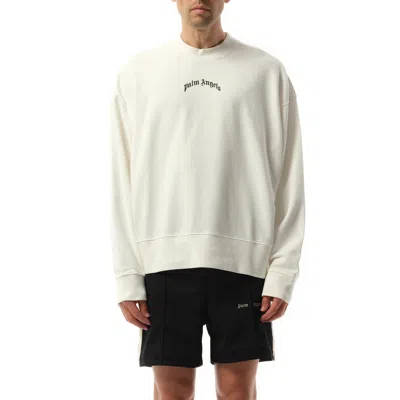 PALM ANGELS MEN'S BACK CURVED LOGO SWEATSHIRT