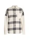 Palm Angels Oversized Check Overshirt For Men In Off White Multi