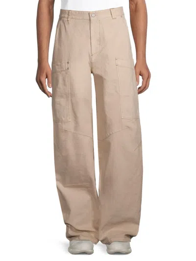 Palm Angels Men's Baggy Cargo Pants In Beige  Black