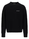 Palm Angels Cotton Oversize Crew Neck Sweatshirt In Black