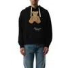 Palm Angels Men Bear In Mind Cotton Hoodie In Black/brown