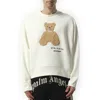 Palm Angels Bear Embroidered Boxy-fit Cotton-jersey Sweatshirt In Off White/brown