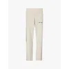 Palm Angels Mens Beige Brand-embroidery Striped-panels Tapered-leg Regular-fit Knitted Trousers
